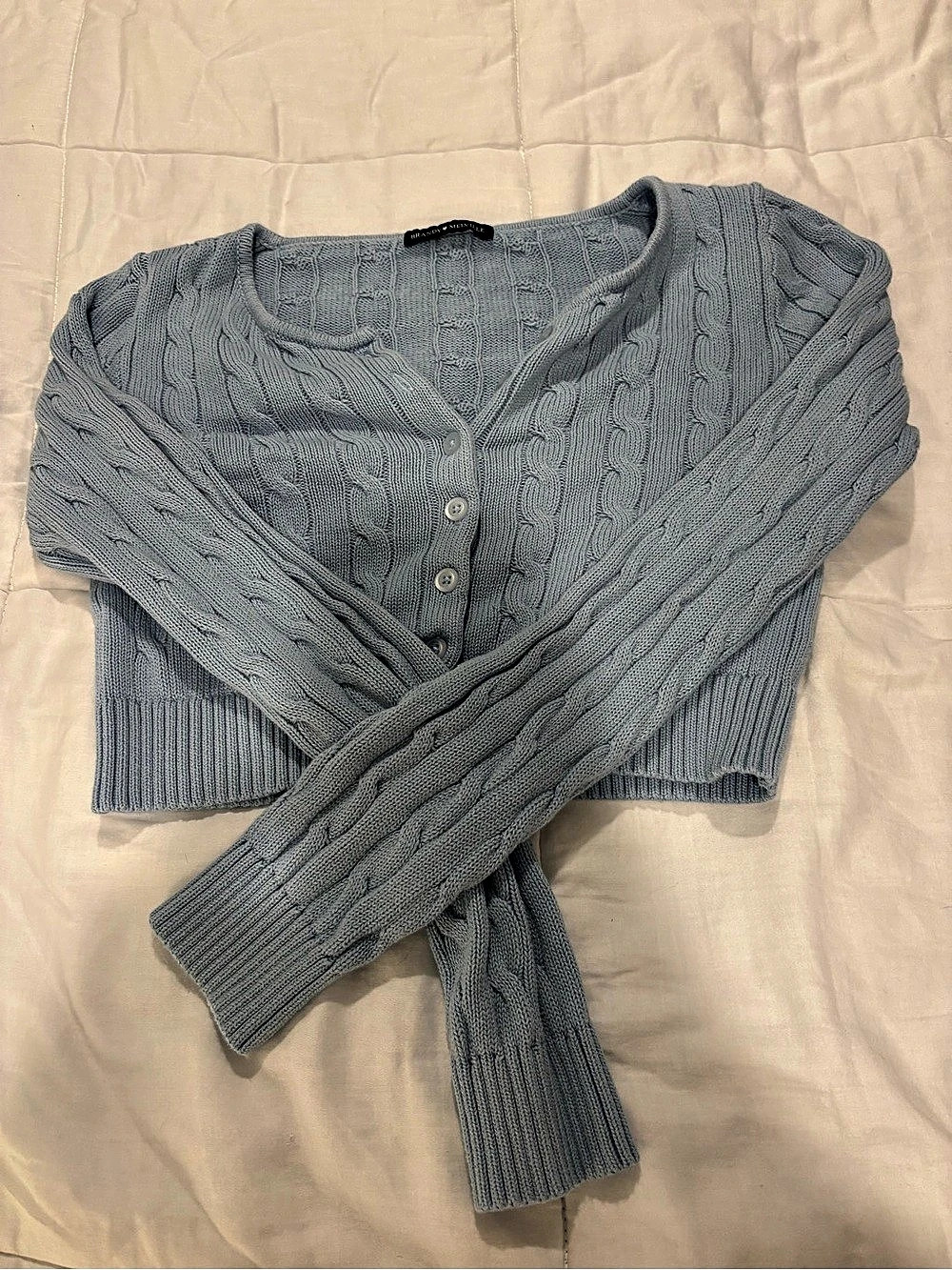 Brandy Melville Zoe Cable Knit Cardigan Cable Knit Cardigan in Blue Like New